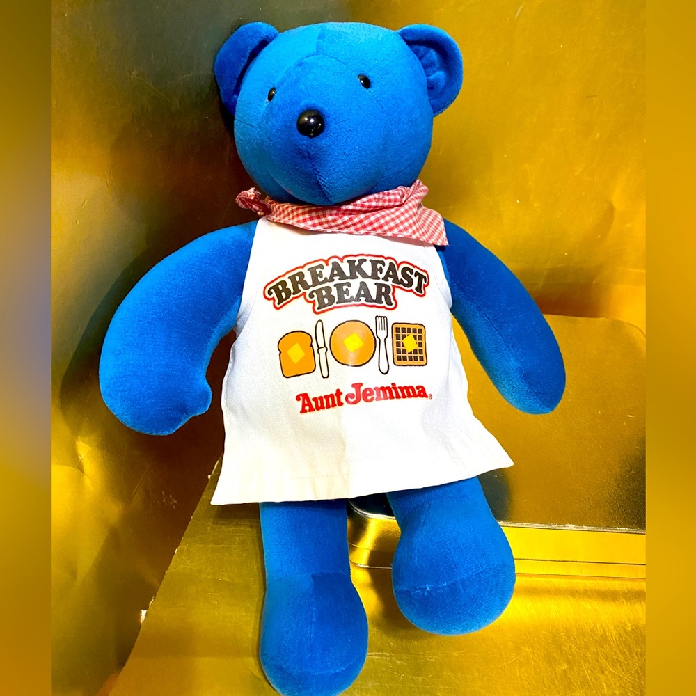 BLUE BEAR AUNT JEMIMA BREAKFAST BEAR WITH APRON & SCARF 1984 EXCELLENT CONDITION